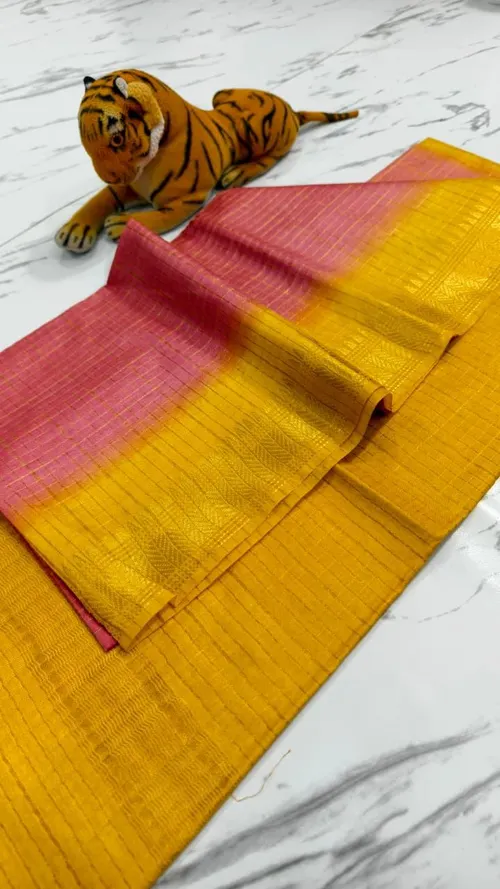 Traditional Mangalgiri Cotton Saree with Mini Check Design & Handwoven Finish